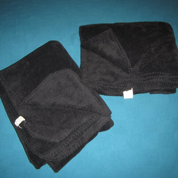 Set of 2 Super Soft Cuddly Plush Black Fleece Throw Blanket 50 x 60 inches - Picture 1 of 5